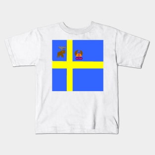 Sporty Swedish Design on White Background Kids T-Shirt